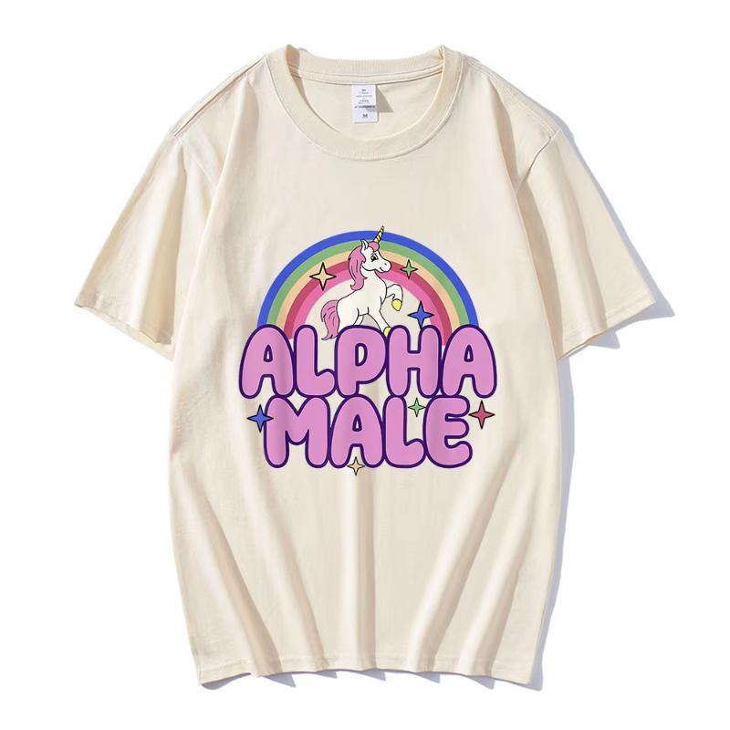 

Alpha Unisex Unicorn Rainbow Funny Graphic Tshirt Unisexs Women Fashion Short Sleeve Tshirts Cotton Casual Oversized T Shirts S