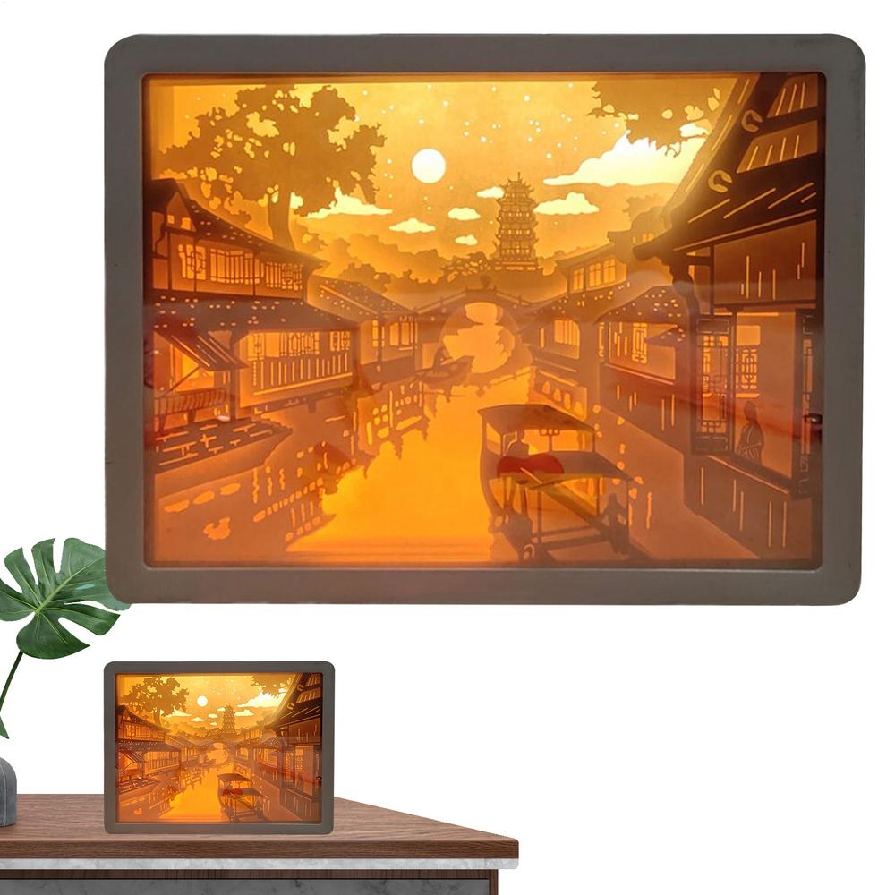 Papercut Light Box Frame Night Lights 3D Papercut Light Boxes Frame LED Night Lights Paper Sculptures Night Lamp For Valentine's