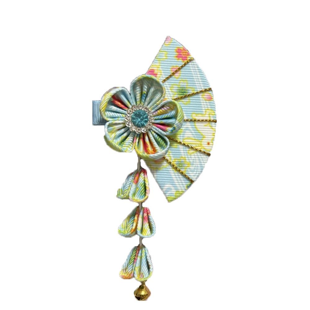 

Sakura Kimono Sakura Hairpin Bell Hanfu Fan Hair Clip Sweet Tassel Fan Hair Clip Outdoor синий