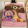 Masha and the Bear Print Blanket Warm Comfortable Flannel Blanket Suitable for Bedrooms,Sofas,Beds,Chairs, Picnics, Travel