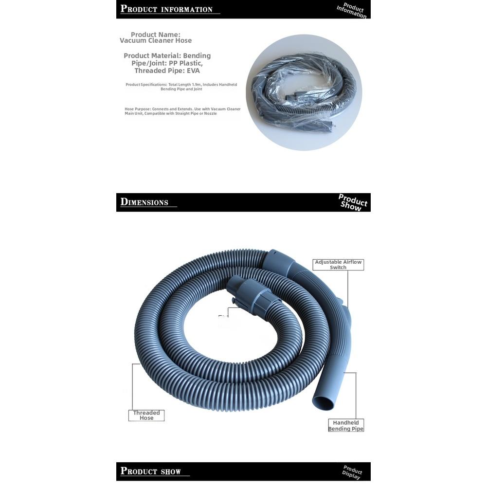 1pc 1.9-meter Hose Flexible Tube With Handle Replacement For FC8082 FC8083 FC8085 FC8086 FC8088 FC8089 Vacuum Cleaners Parts