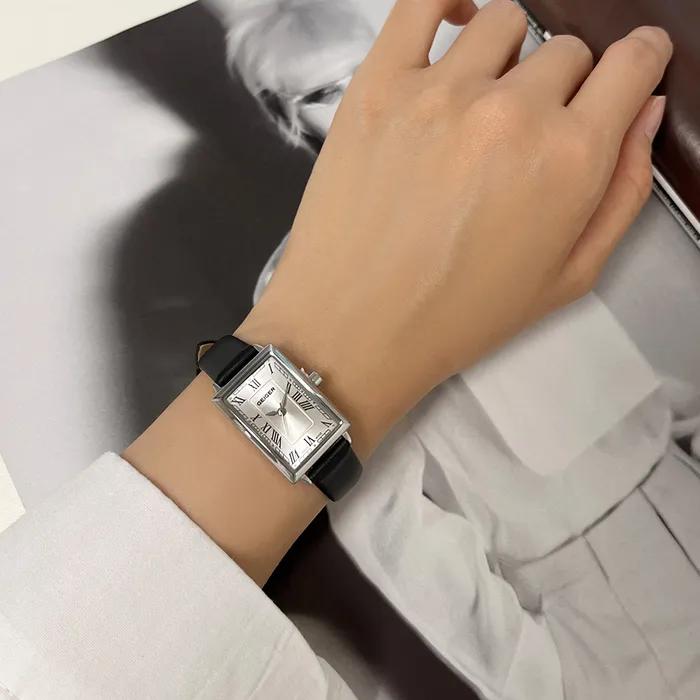 Square Leather Watch GE8060WTBK
