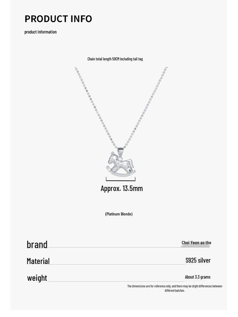 Cuiyan S925 Silver Rocking Horse Crushed Ice Necklace - Women's 2025 Light Luxury Clavicle Chain