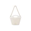 Charles & Keith Quilted Bucket Bag Canvas Tote Bag Fabric Shoulder Crossbody Handbag Medium Women bags Cream CK2-10701382-1