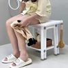 Non-Slip Home Bathroom Shower Stool Mold-Resistant Storage Seat White Plastic Storage Bench with Shelves Bath Shower Essentials