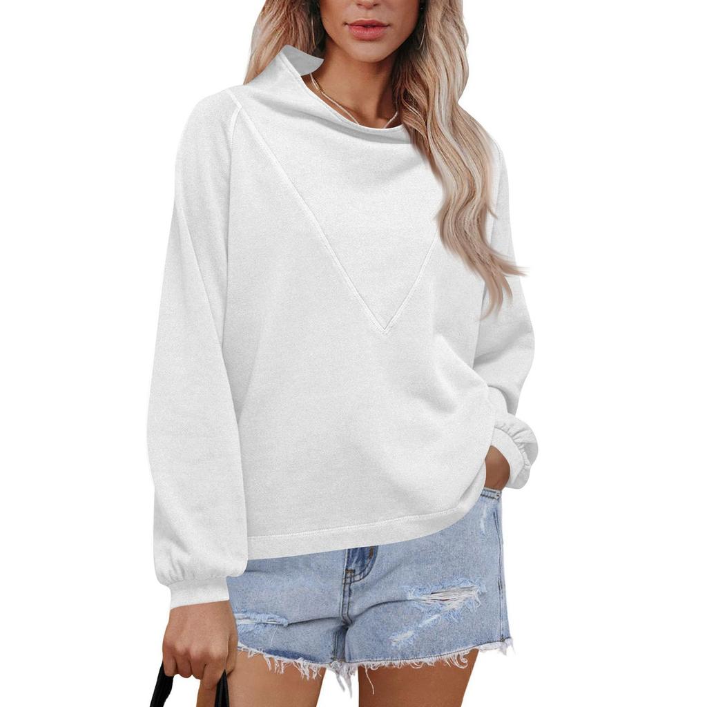 Women's Fashionable Long-sleeved Pullover And Solid-color Sweatshirt