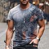 Fashionable men's personalized 3D printed T-shirt Harajuku street style summer round neck short sleeved quick drying loose top