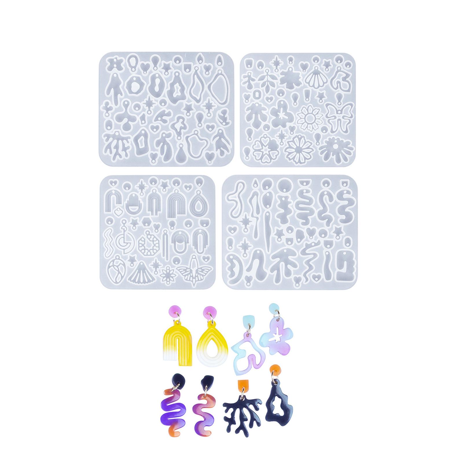 

4Pcs Geometric Irregular Silicone Earrings Molds Convenient Ear Rings Pendant Epoxy Mould Jewelry Crafting Supplies