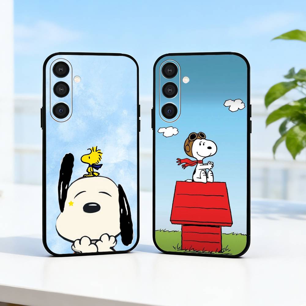 Cute S-Snoopy D-Dog Phone Case For Samsung A73,72,71,A52,51,40,41,A22,A32,31,A13, Soft Black Shell