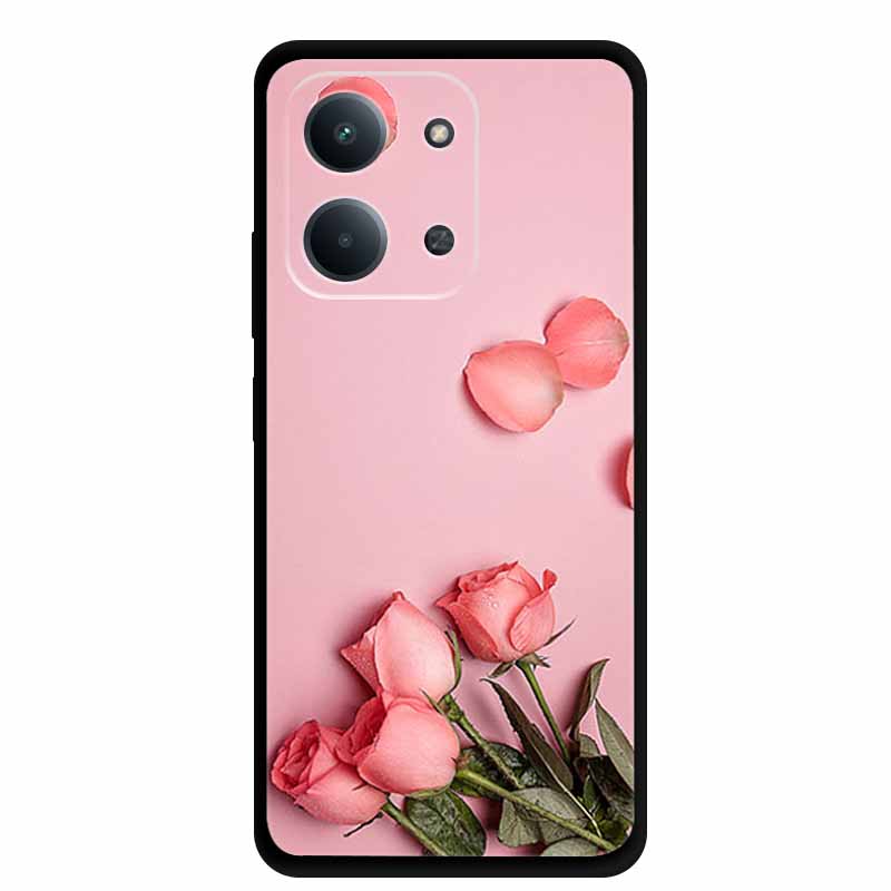 Case For Xiaomi Redmi 15C 5G European Colorful Flower Black Soft Silicone TPU Phone Case For Redmi 15C 4G Shell ProtectionBumper