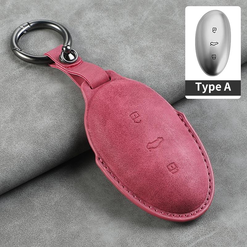 For RISING AUTO F7 R7 22-23 Leather Car Key Bag Case Wallet Holder Key Cover Key Chains