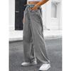 Ladies' Fashionable Color Straight Leg Pants With High Waist Pockets Casual Pants