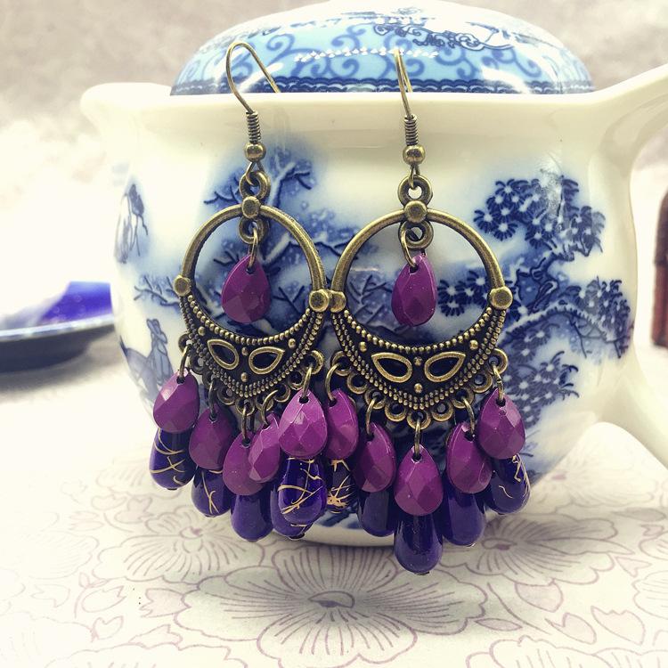 

Бронзовые серьги, ретро модели с кисточками в индийском и пакистанском стиле, серьги с бисером, серьги, женские подвески.