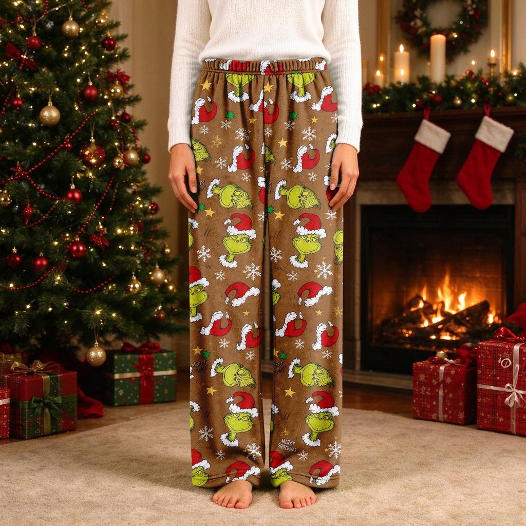 Women's Flannel Christmas Print Pajama Pants and Sleepwear Casual Bottoms