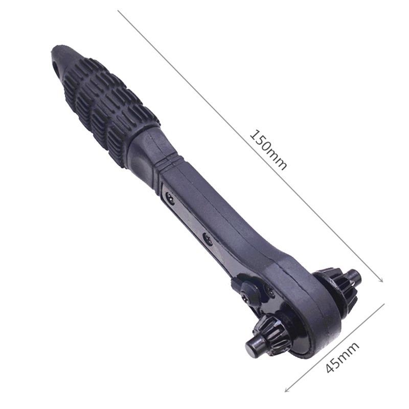 

1PC Black two-in-one drill chuck key wrench, black ratchet wrench for dual use at both ends multi-functional