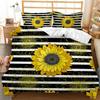 Sunflower Duvet Cover Set King/Queen Size Print Decor Botanical Plants Yellow Floral Comforter Cover Black Polyester Quilt Cover