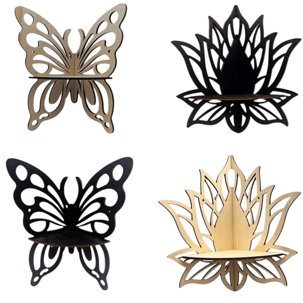 Wall-Mounted Flower Wall Shelf Hollowed Out Display Shelf Creative Butterfly Shaped Shelf  Bedroom