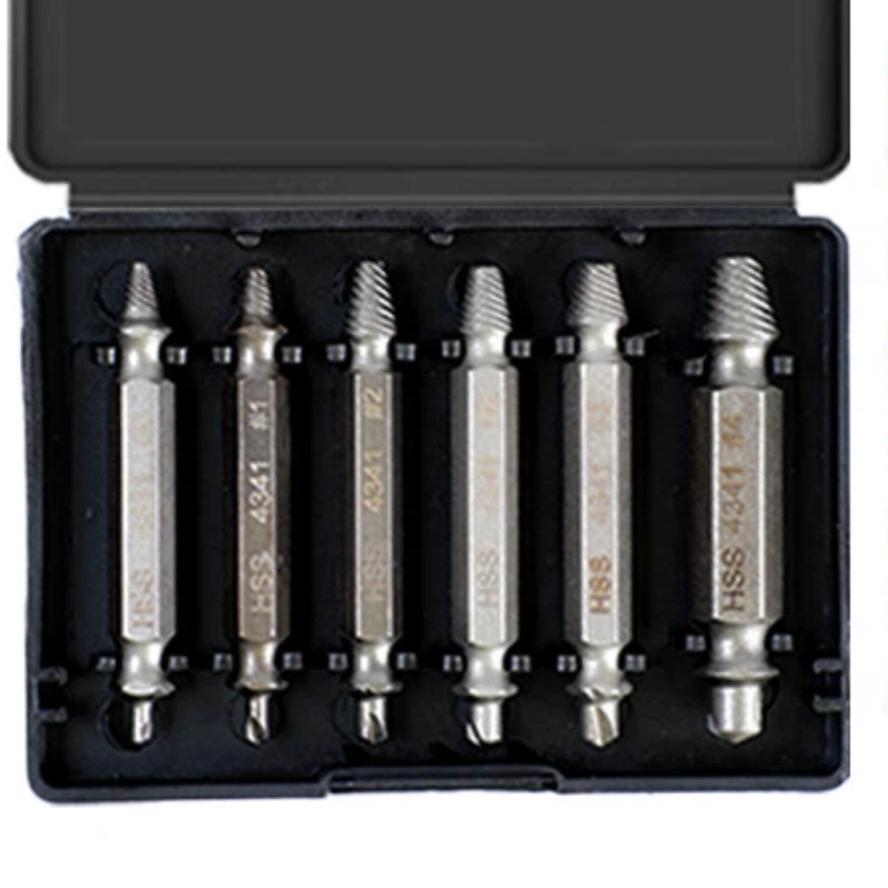 1Set 6 Pcs Damaged Screw Extractor Set Drill Bit Stripped Broken Remover Small Easily Quickly Take Out Kit Easy Demolition Tools