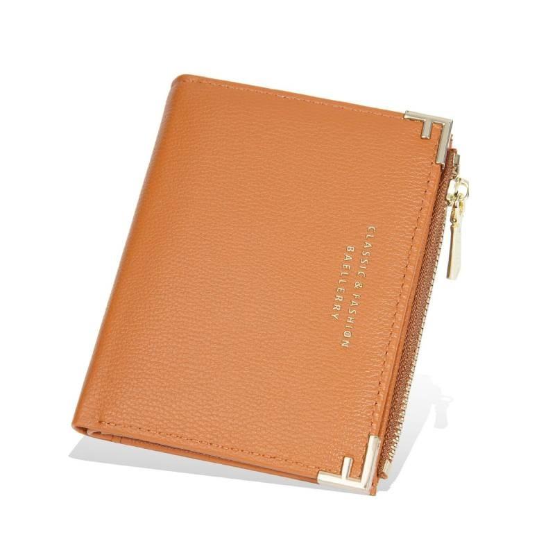 Simple Short Wallet For Women Pu Leather With Antitheft Zipper