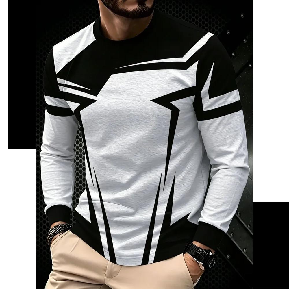 Comfortable Versatile Men's Top Casual Crew Neck Long Sleeves Loose Breathable Pullovers Long Sleeves Men’s