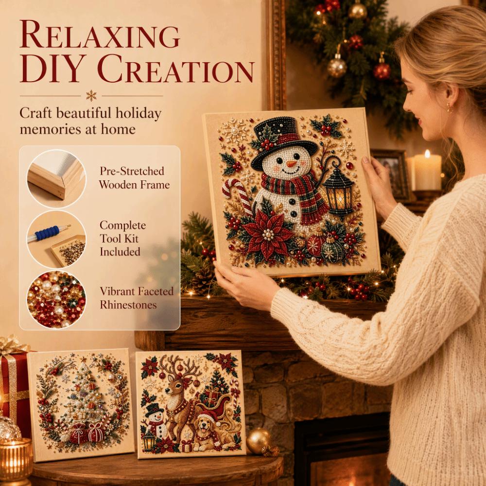 2D Flat Christmas Craft Kit Wood Framed Living Room Wall Art DIY Painting Kit Home Decor