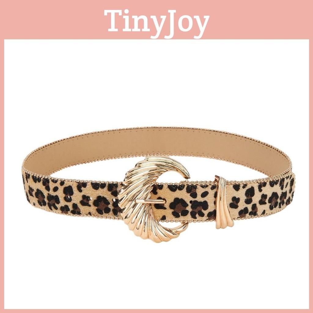 Leopard Print Modern Belt With Wave Metal Buckle For Womens Outfits Casual