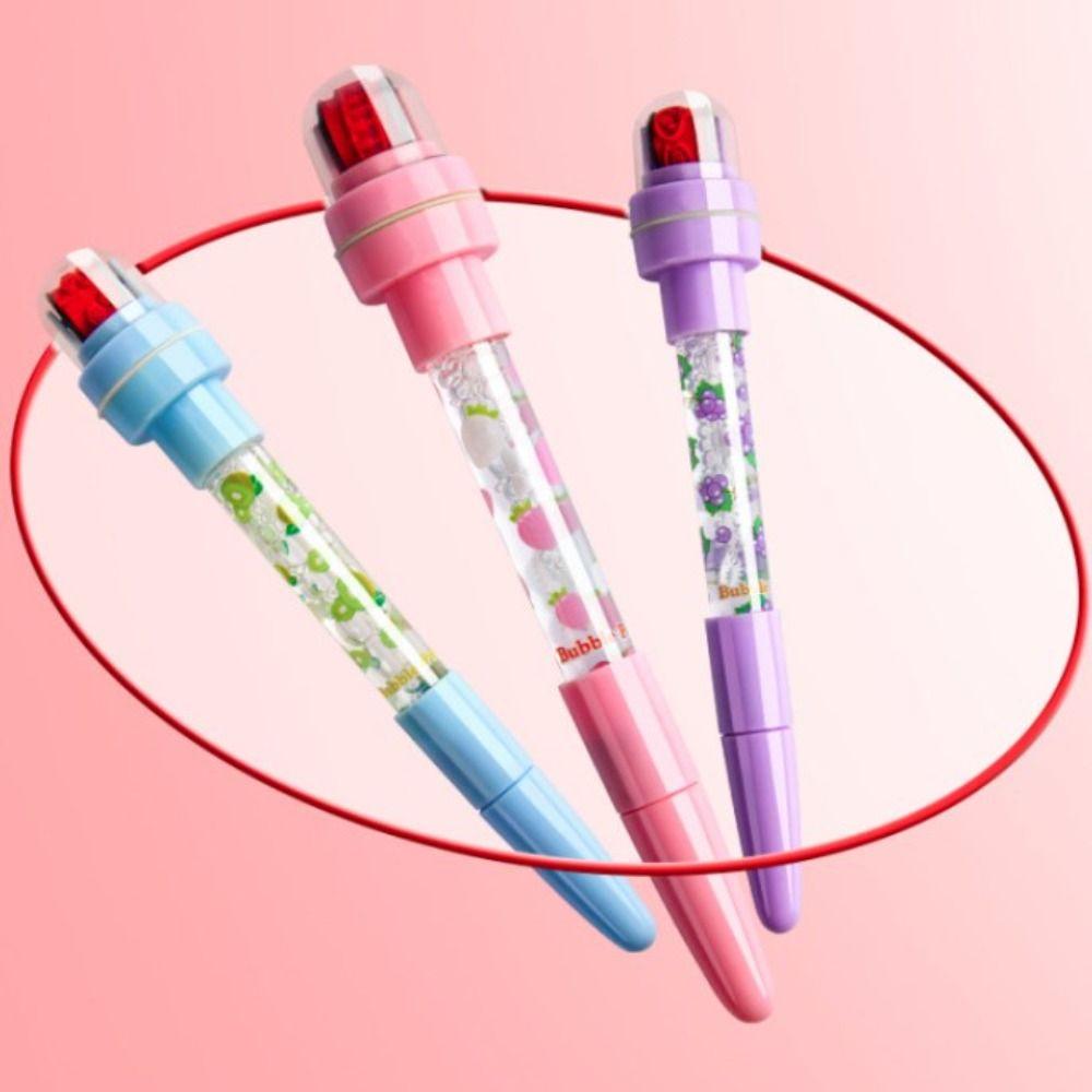 5 in 1 Bubbler Stift mit Stempel mit Licht Seifenblasenstift Siegel Roller Stempelstift Scrapbooking