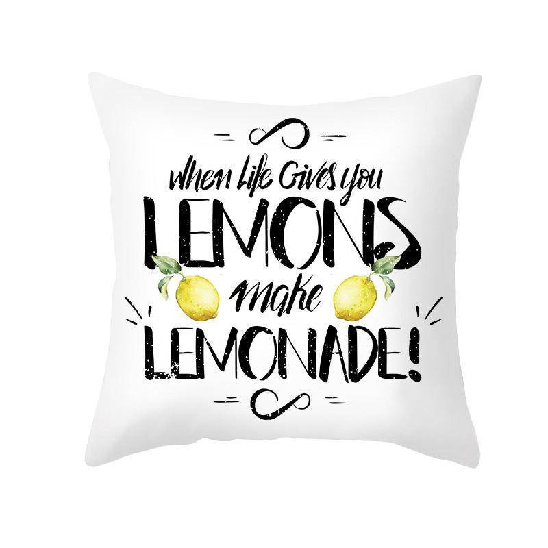 Summer Fruit Cushion Cover Chartreuse Pillowcase Lemon Letter Decoration  Sofa  Nordic Home