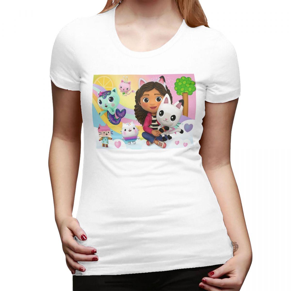 Gabbys Dollhouse Nordic Gabby Cat Pandy Paws TShirt for Women ONeck Streetwear T Shirts Womens Tees Short Summer Clothes Tops S