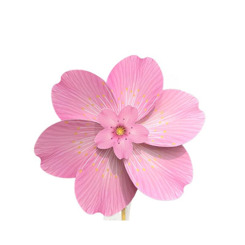 Pink cherry blossom windmill cherry blossom festival beauty outdoor garden decoration children handheld props plastic windmill