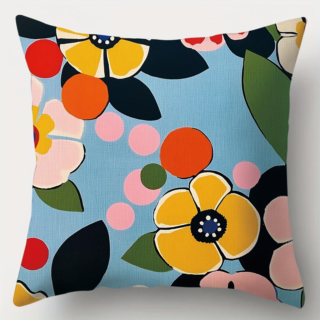-4Pcs Set, Spring And Summer Printed Pillowcases. Patterns Include Green Leaves, Dots, Floral Themes, Nordic Style, Modern Minim