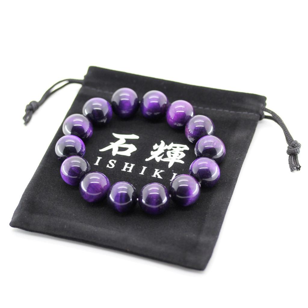 Ishiki Purple Tiger 16mm Power Stone Prayer Bead Bracelet