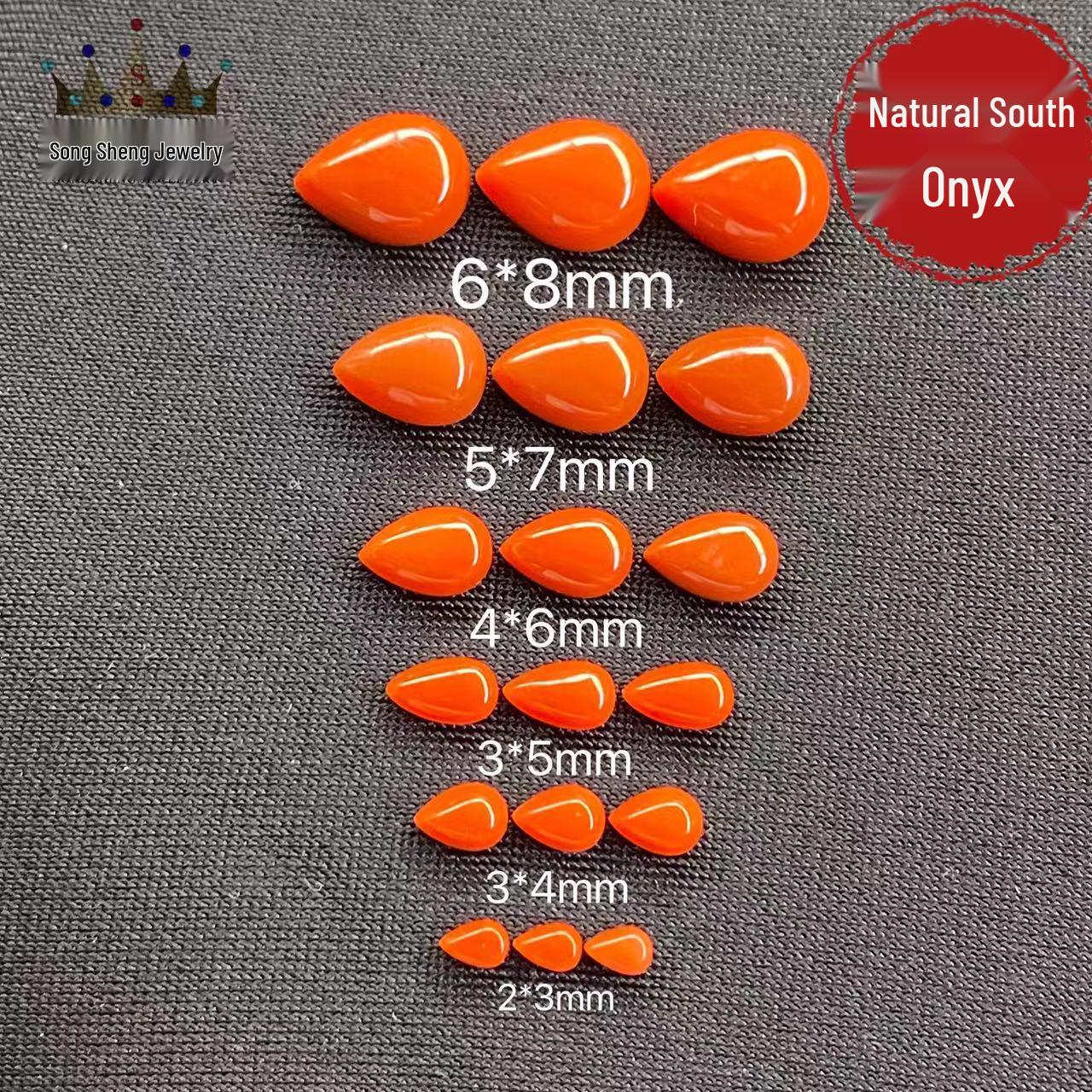 Natural Coral Red Nan Hong Agate Water Drop Pear-Shaped Flat Bead Pear Shape 2x3mm