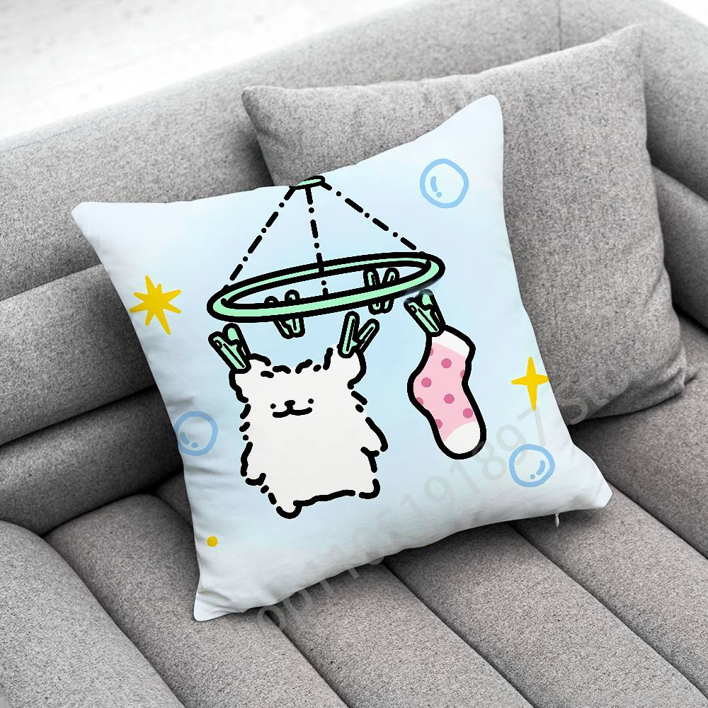 Korea Line Puppy Maltese Dog Throw Pillow Case For 30x30cm 40x40cm 45x45cm 50x50cm 55x55cm Square Sofa Pillowcase Shell