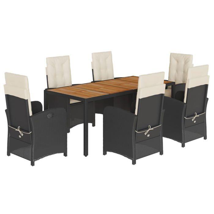 VidaXL Ensemble à Manger de Jardin avec Coussins 7 pcs, Table et Chaises avec Dossier Réglable, Meubles d'Extérieur Patio 3212227