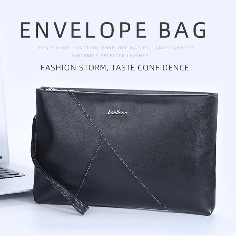 Men'S Soft Leather Wallet Long Purse Men Clutch Bag Large Capacity Zipper Wallets