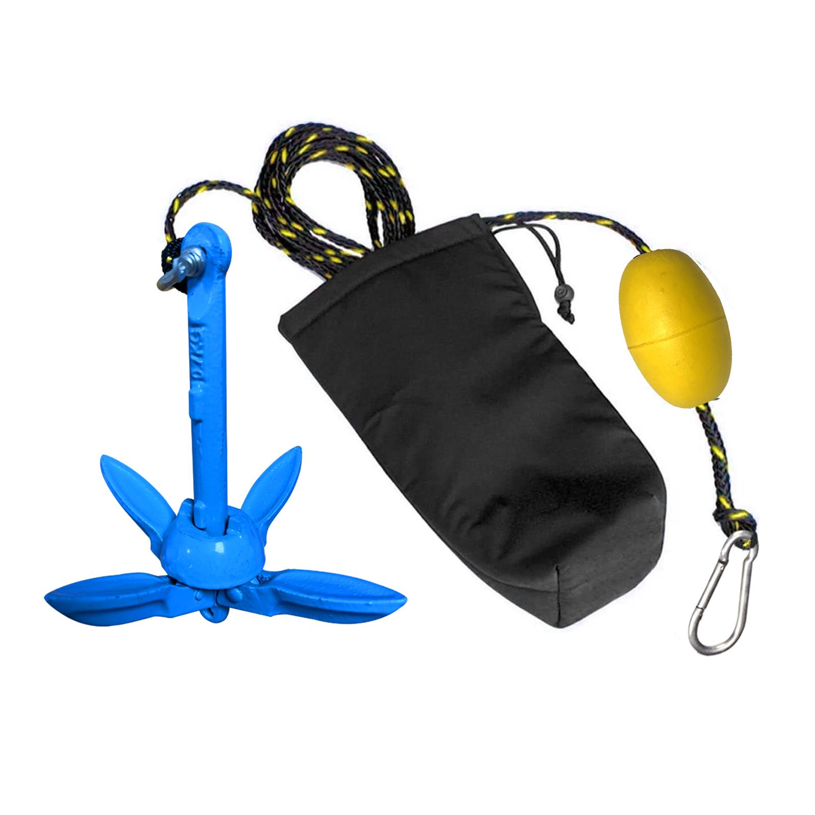 Marine Blue Galvanized Anchor 1.5kg Lightweight Folding Kayak Canoe Small Watercraft for Boat Accessories
