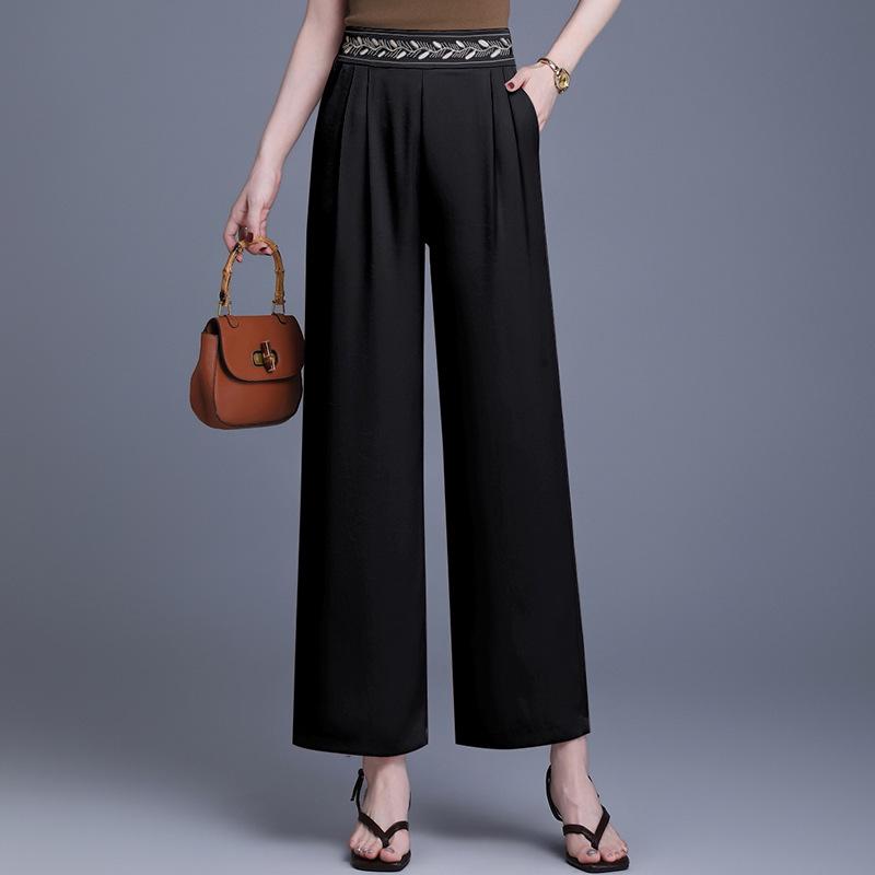 

Stylish Spring Loose Wide-Leg Pants for Mid-Aged Women - New Arrival 2XL (suitable for 52.5-60kg) чёрный