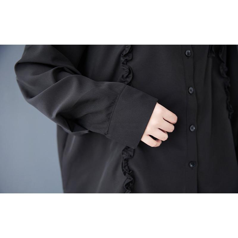 Dimanaf 2025 Nadměrná velikost Nová jarní halenka košile Dámská s dlouhým rukávem Základní módní topy Trička Volná bílá jednobarevná trička