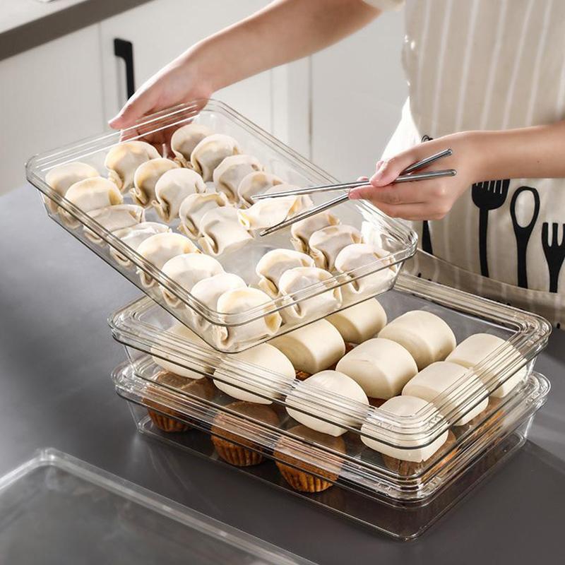 Dumpling Storage Box Single-Layer Transparent Refrigerator Dumpling Fresh Keeping Container Home Kitchen Food Sealed Storage Box