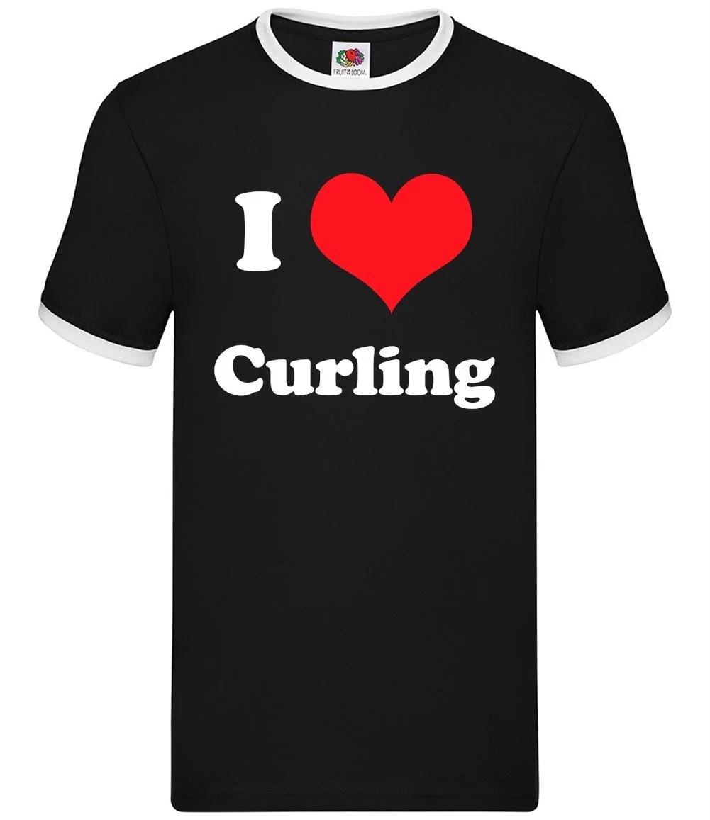 I Love Curling - Mens Ringer - Sport Equipment XL