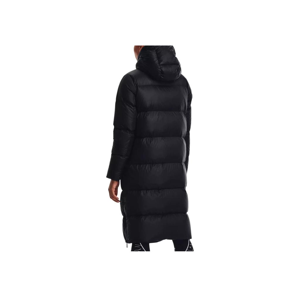 Under Armour Long Down Jacket With Logo Print Women Outerwear Black 1373458-001