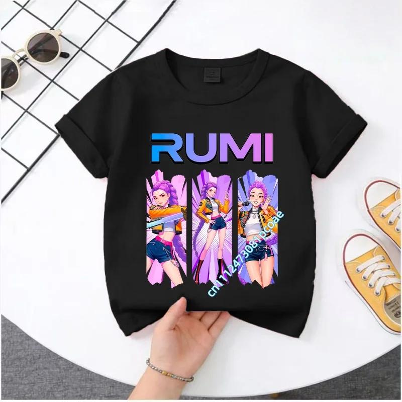 2026 Hot Movie Soft Polyester Baby Girls T Shirt Children's Clothing KPop Demon Hunters Fans Gifts Kids Clothes Fashion Casual Tops