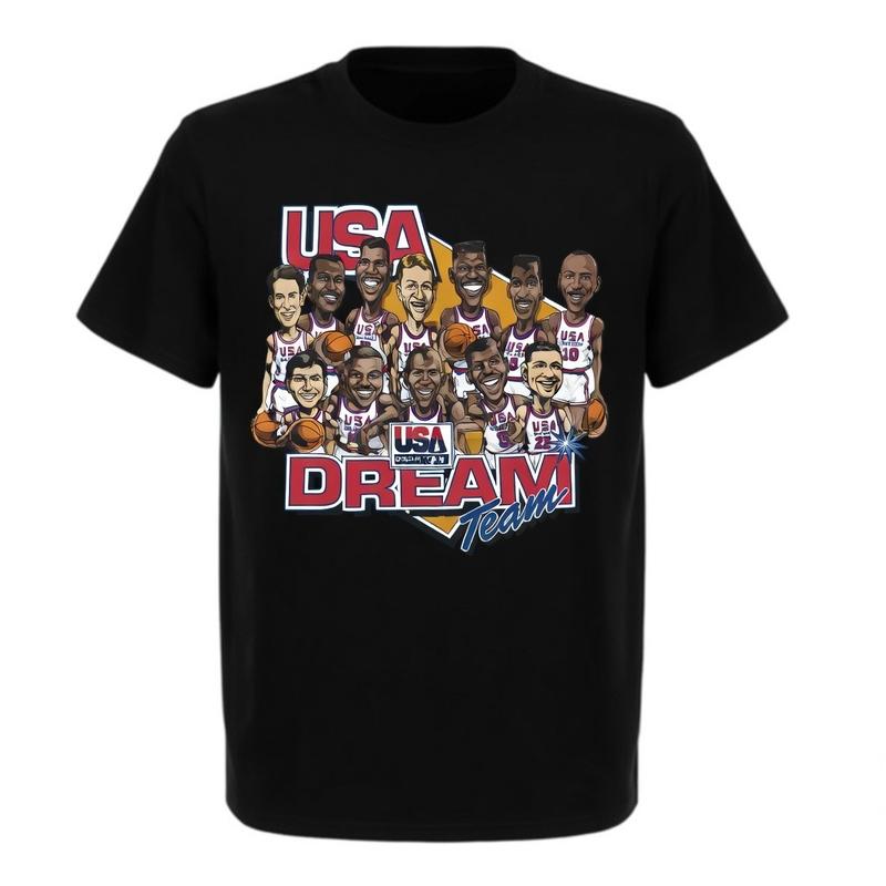 

USA Dream Team 1992 Basketball Caricature Tribute Memorial Graphic Unisex T-Shirt XL