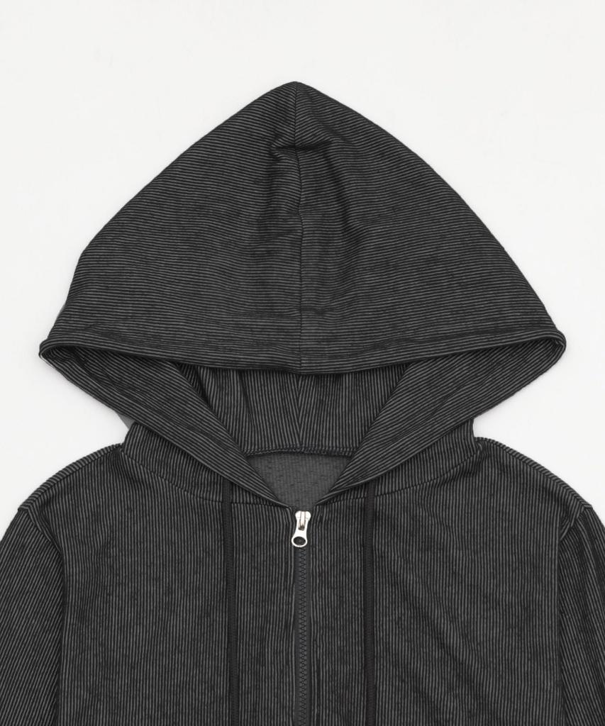 WEGO Figments Ribbed Knit Short Double Zip Black Hoodie, Women's,