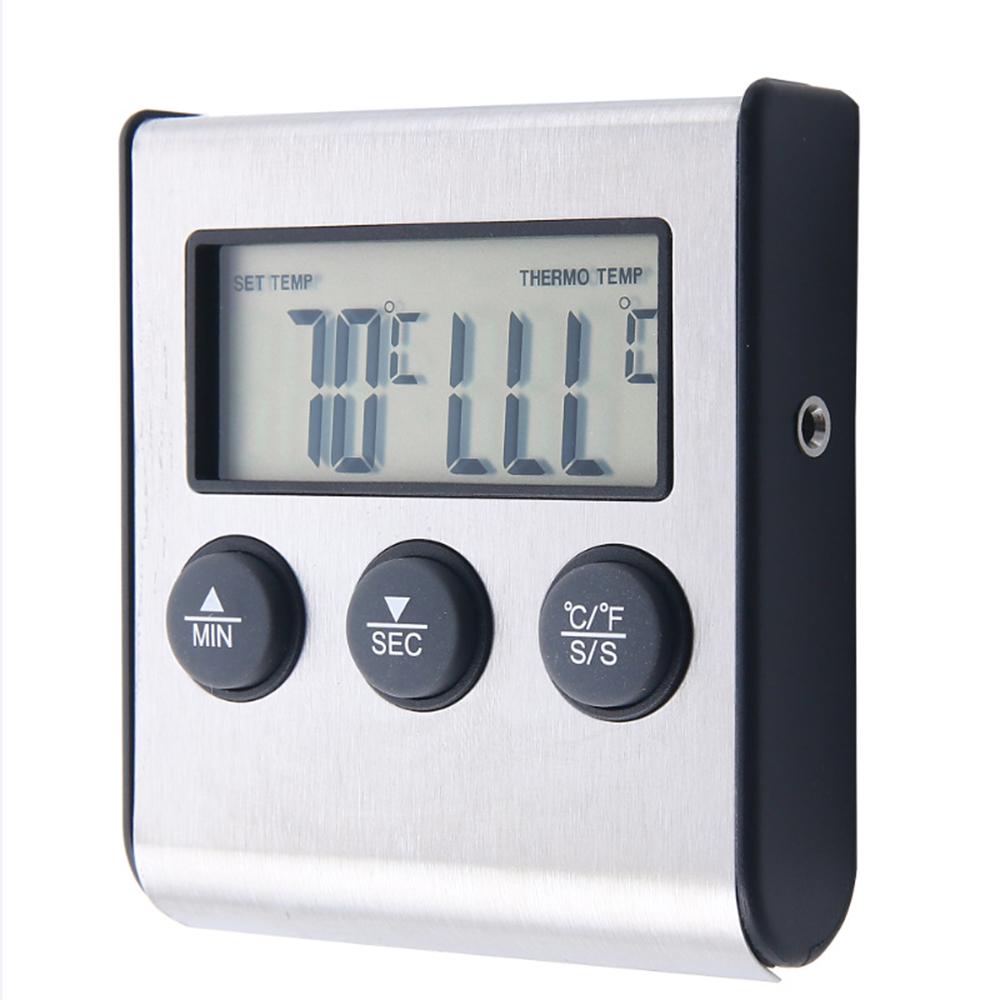 Termometro Digitale per Carne Barbecue Termometro per Cibo Cottura Sonda Bistecca BBQ Indicatore di Temperatura Utensili da Cucina Timer Temperatura Impostabile Manualmente