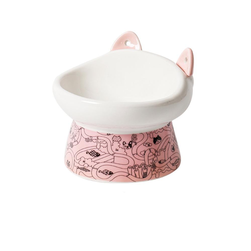 Large Capacity Pet High Foot Bowl Non-slip Dog Food Feeding Basin Ceramic Cat Bowl  Kitten Puppy