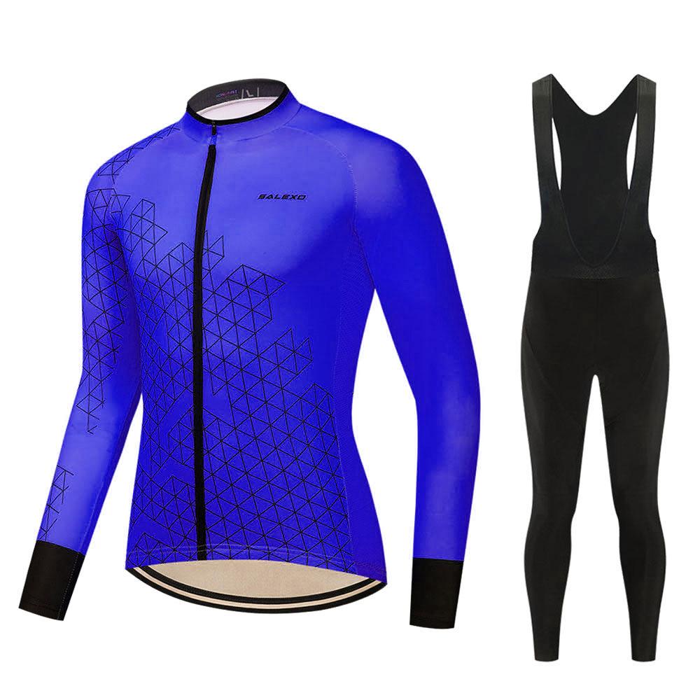 2026 Spring and Autumn Team Men's Long Sleeve Cycling Suit Set Quick Drying Breathable Strap Men's Suit Cycling Suit