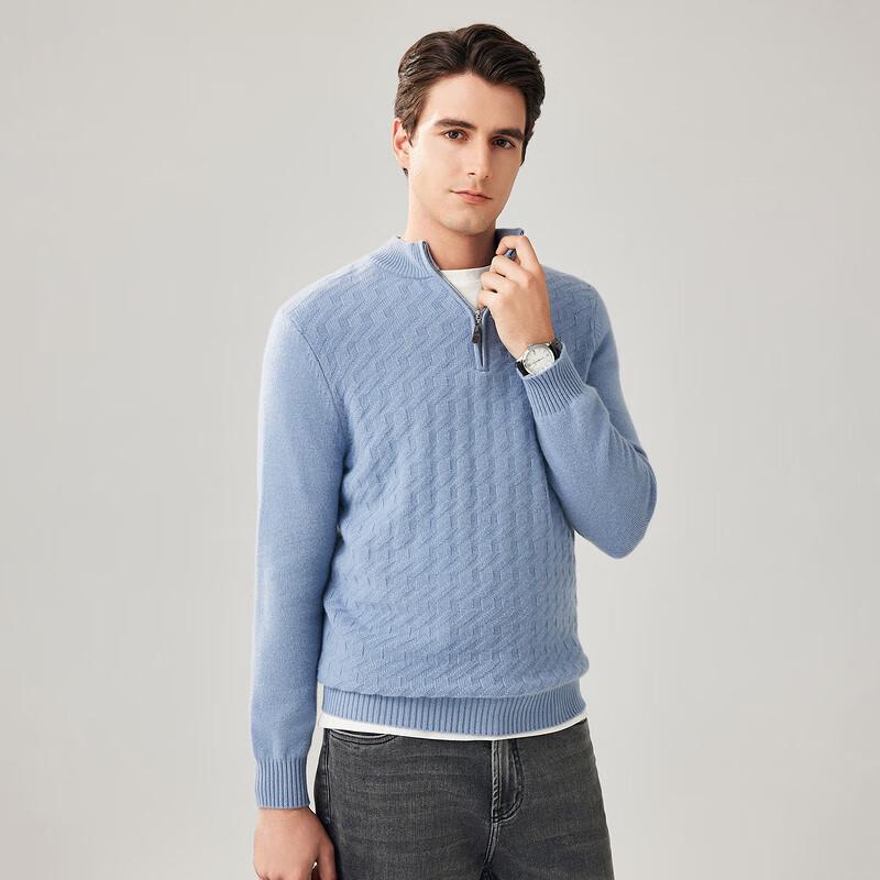 Men's Thickened 100% Cashmere Vintage Plaid Half-Zip Sweater