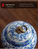 Ru Ware Blue & White Ceramic Tea Caddy: Moisture-Proof Chinese Style Sealed Storage for High-Grade Green, White, and Pu'er Tea.